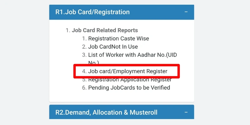 Job Card Employment Register